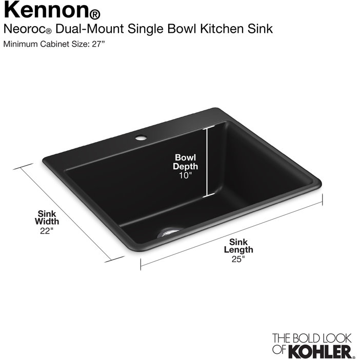 Kohler Kennon Neoroc 25" L x 22" W Undermount Kitchen Sink with Sink